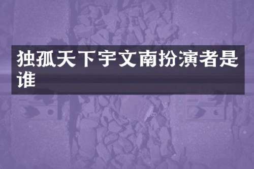 独孤天下宇文南扮演者是谁
