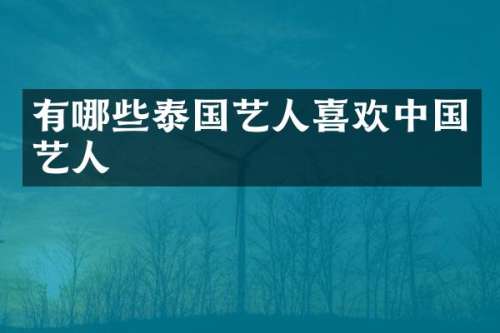 有哪些泰国艺人喜欢中国艺人