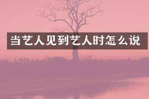 当艺人见到艺人时怎么说