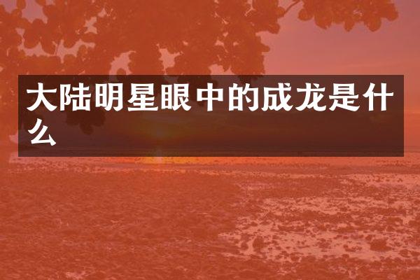 大陆明星眼中的成龙是什么