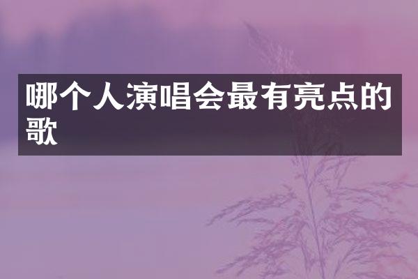 哪个人演唱会最有亮点的歌