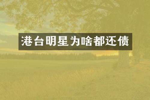 港台明星为啥都还债