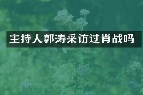 主持人郭涛采访过肖战吗