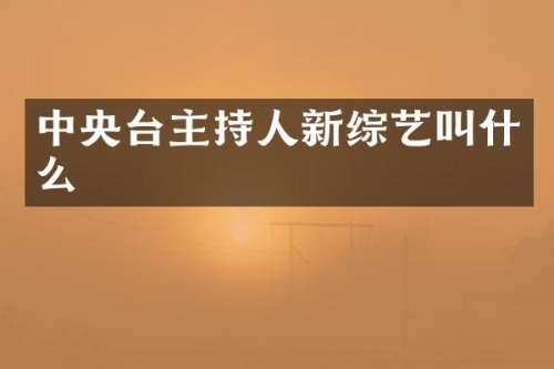 中央台主持人新综艺叫什么