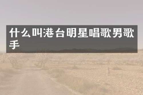 什么叫港台明星唱歌男歌手