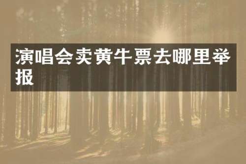 演唱会卖黄牛票去哪里举报