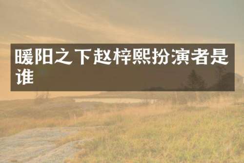 暖阳之下赵梓熙扮演者是谁