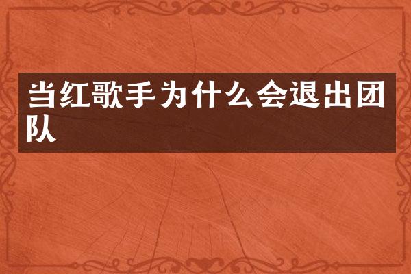 当红歌手为什么会退出团队