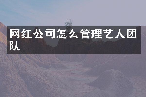 网红公司怎么管理艺人团队