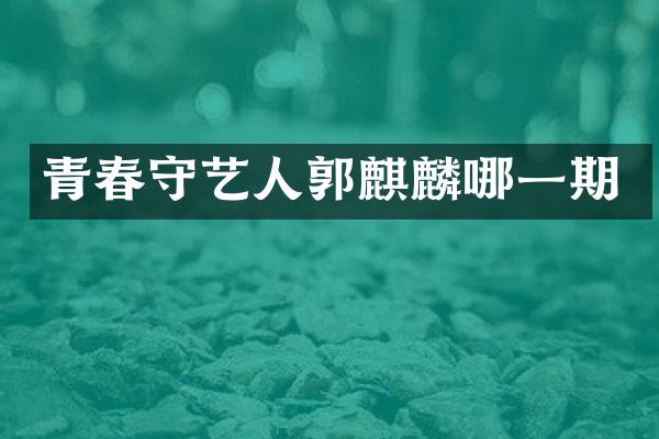 青春守艺人郭麒麟哪一期