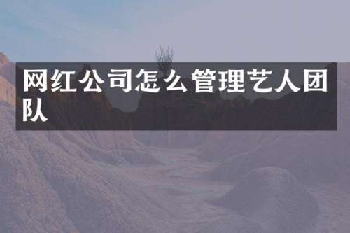 网红公司怎么管理艺人团队