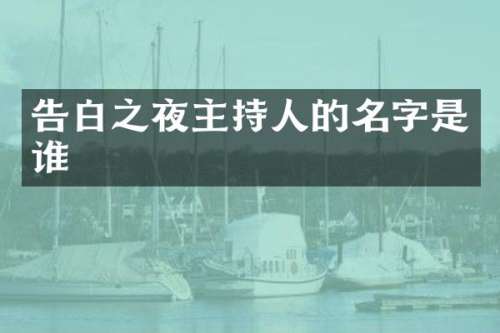 告白之夜主持人的名字是谁