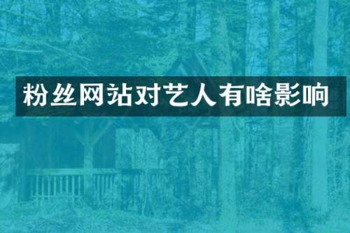 粉丝网站对艺人有啥影响