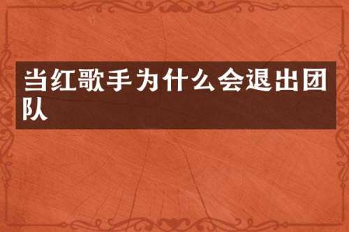 当红歌手为什么会退出团队