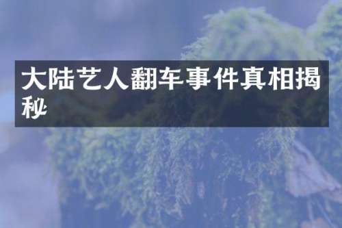 大陆艺人翻车事件真相揭秘
