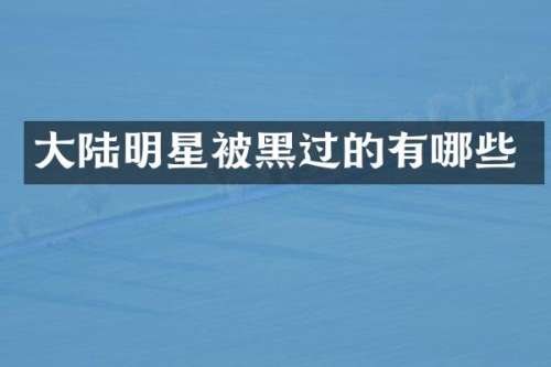 大陆明星被黑过的有哪些