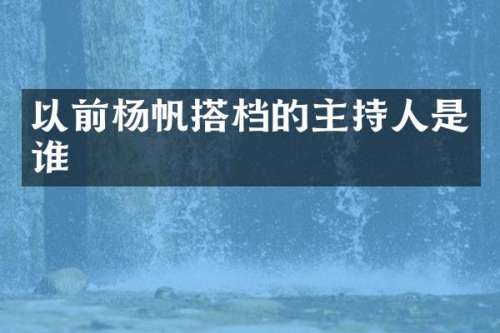 以前杨帆搭档的主持人是谁