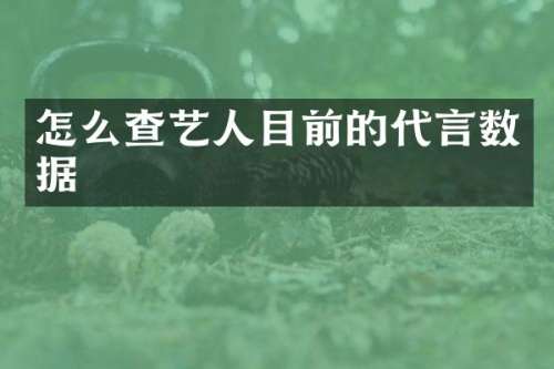 怎么查艺人目前的代言数据