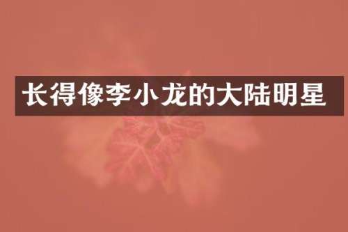 长得像李小龙的大陆明星