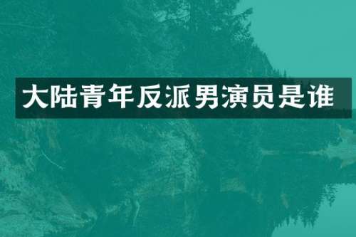 大陆青年反派男演员是谁