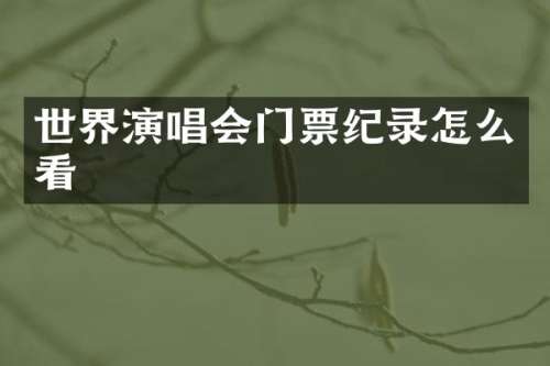 世界演唱会门票纪录怎么看