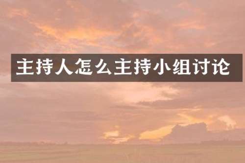 主持人怎么主持小组讨论