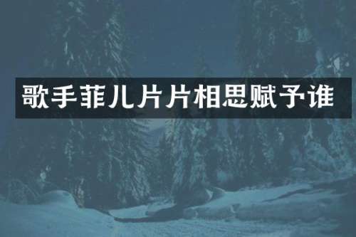歌手菲儿片片相思赋予谁
