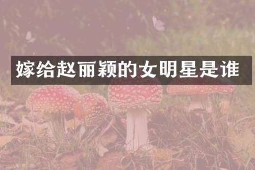 嫁给赵丽颖的女明星是谁
