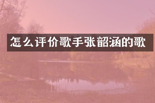 怎么评价歌手张韶涵的歌