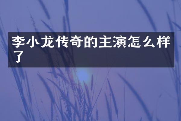 李小龙传奇的主演怎么样了