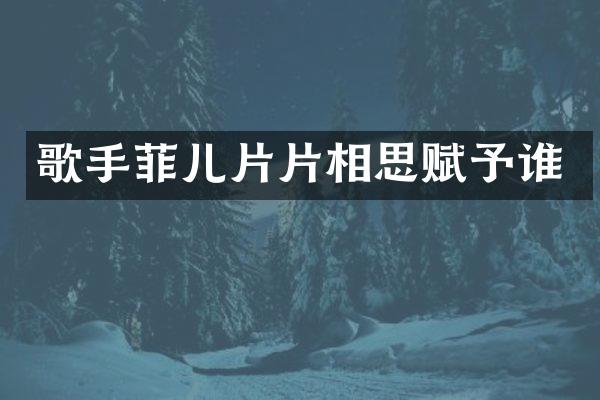 歌手菲儿片片相思赋予谁