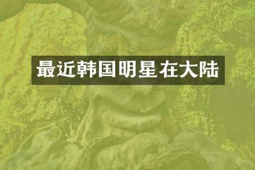 最近韩国明星在大陆