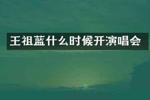 王祖蓝什么时候开演唱会