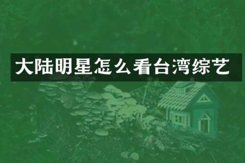 大陆明星怎么看台湾综艺