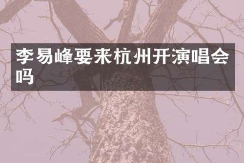 李易峰要来杭州开演唱会吗