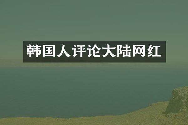 韩国人评论大陆网红