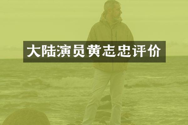 大陆演员黄志忠评价