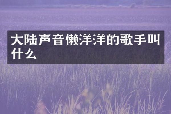 大陆声音懒洋洋的歌手叫什么