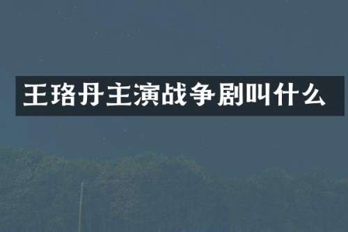 王珞丹主演战争剧叫什么