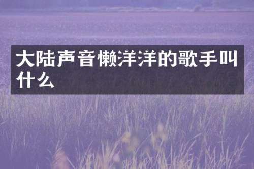大陆声音懒洋洋的歌手叫什么