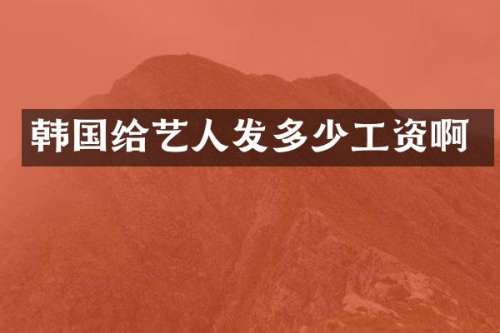 韩国给艺人发多少工资啊