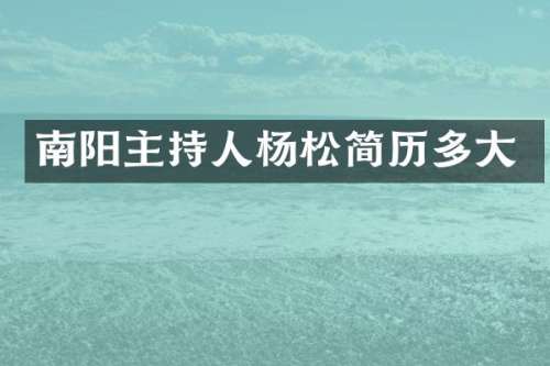 南阳主持人杨松简历多大