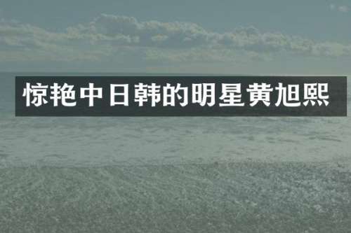 惊艳中日韩的明星黄旭熙