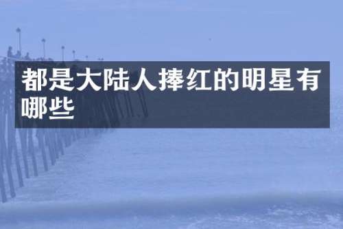 都是大陆人捧红的明星有哪些