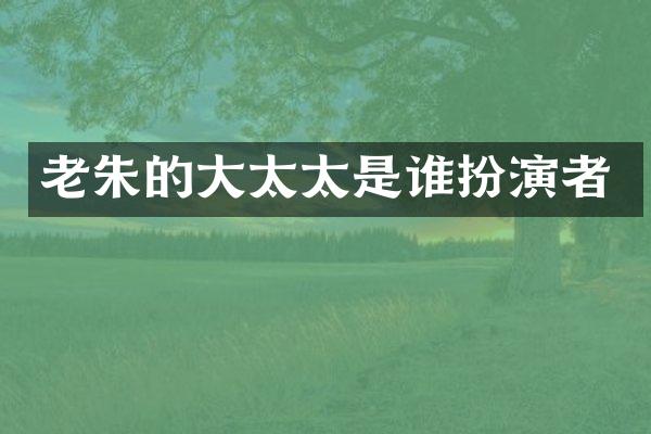 老朱的大太太是谁扮演者