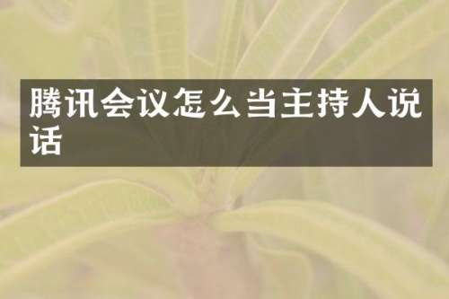 腾讯会议怎么当主持人说话