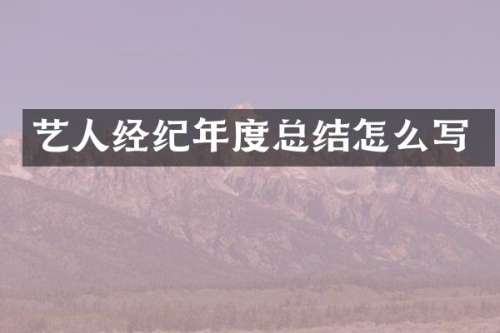 艺人经纪年度总结怎么写