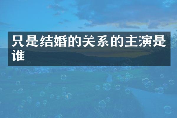 只是结婚的关系的主演是谁
