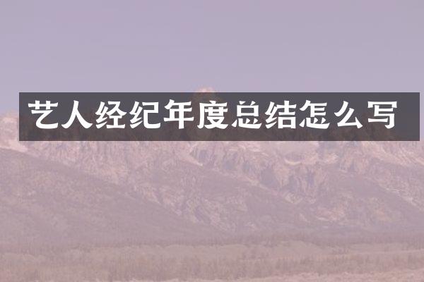 艺人经纪年度总结怎么写