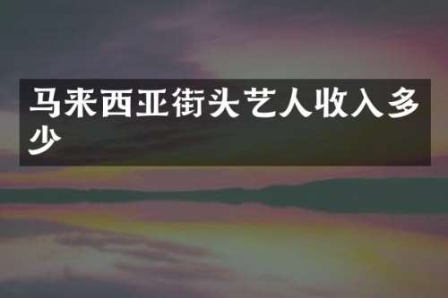 马来西亚街头艺人收入多少